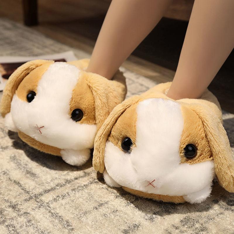 Super Cute Hamster Slippers Women Slip-On Fluffy Winter Shoes Desginer Animal Wrapped Back Fur Slides Home Woman Fuzzy Slipper