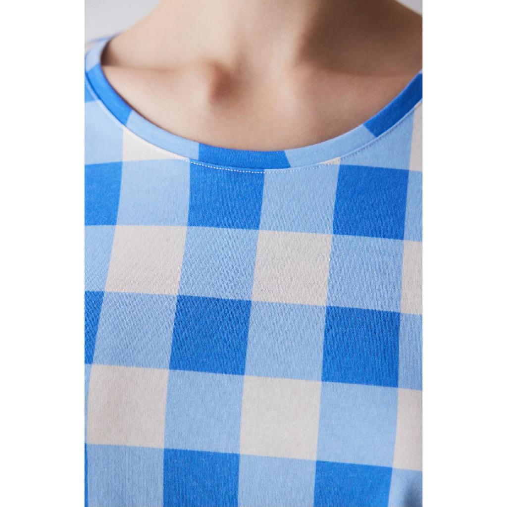 Blue Gingham Pajama Set With Shorts