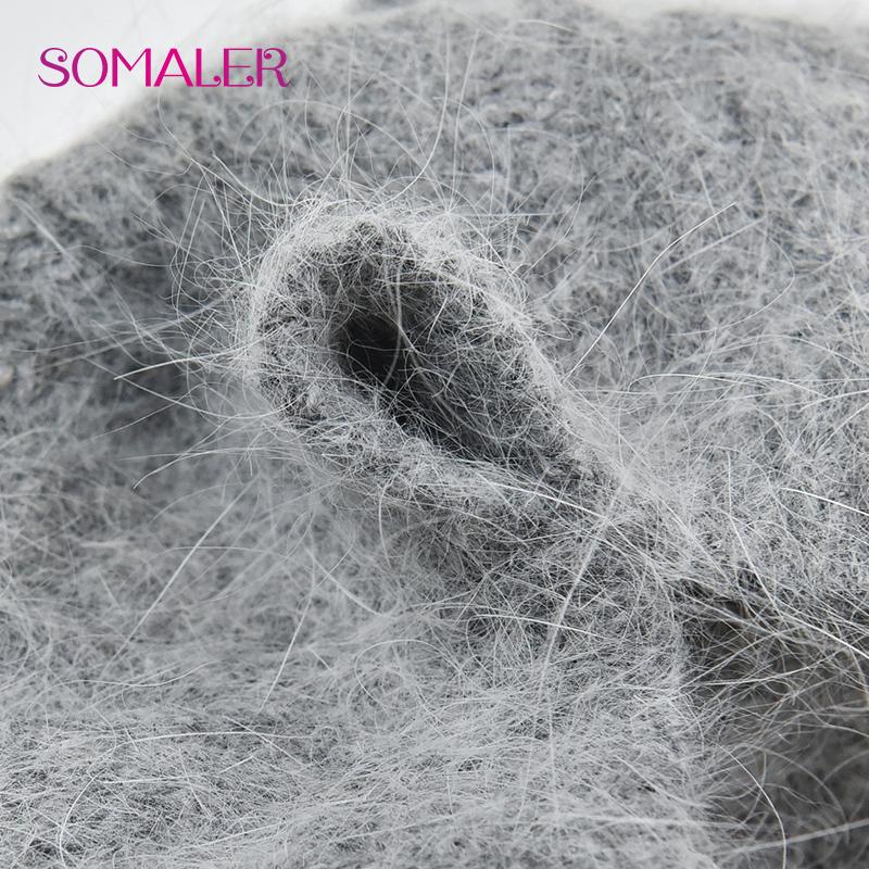 Women Winter Three-piece Hat Scarf Gloves Set Warm Fluffy Angora Knit Hat Scarf Thick Fashion Cold Weather Beanie Accessories