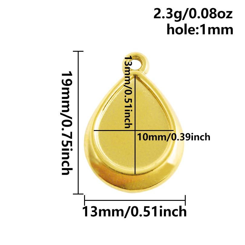 6pcs Heart Square Water Droplet Oval Cabochon Base Setting Pendant Stainless Steel Charms For Jewelry Making Bulk DIY Materials