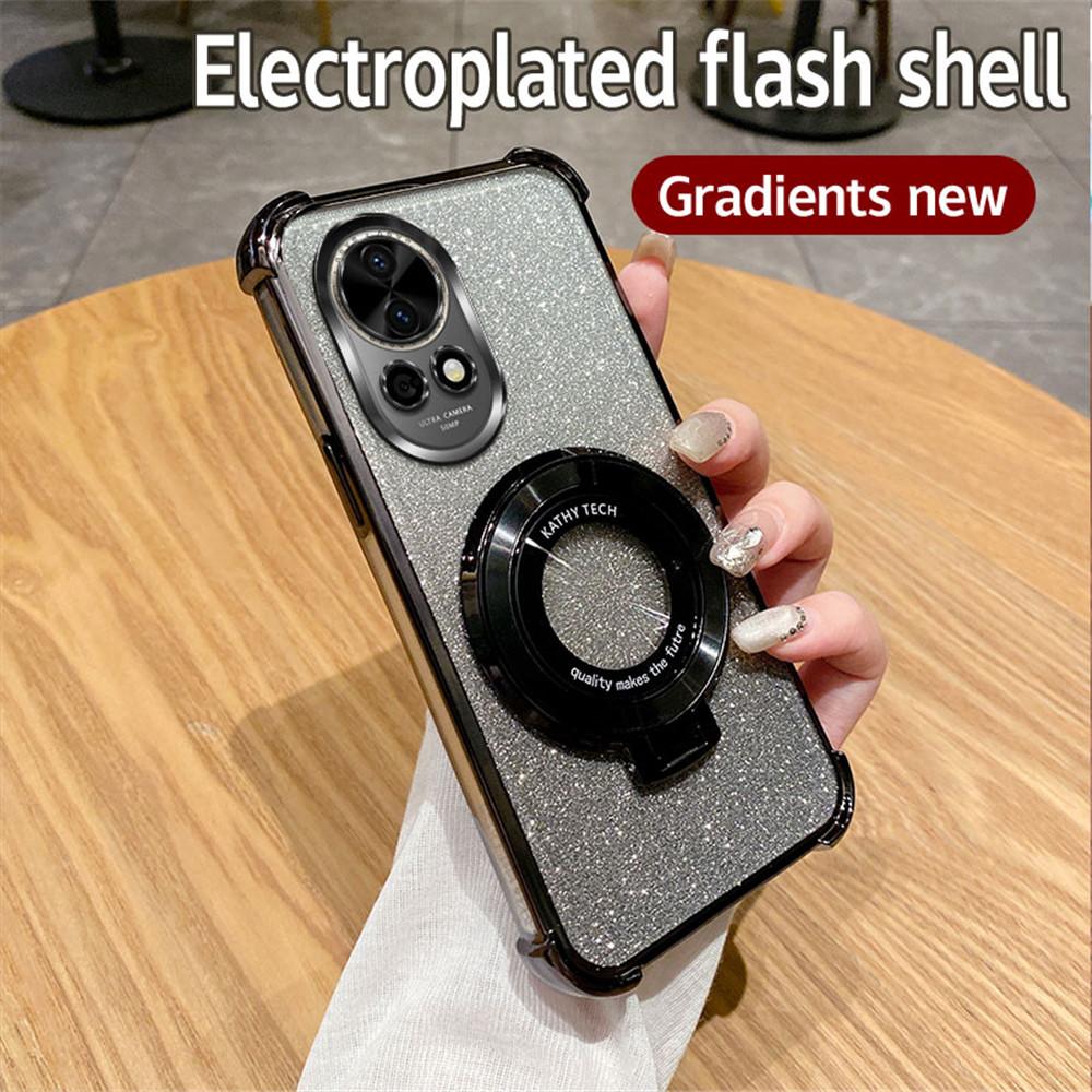 Блестящий противоударный держатель для телефона с покрытием для Huawei Nova 12 11 10 9 8 7 6 5 SE, мягкий силиконовый чехол-подставка для телефона, бампер