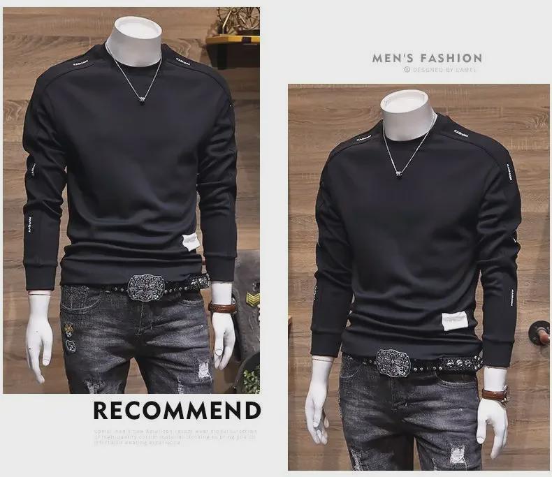 Men's 2023 Korean Style Slim Fit Round Neck Sweatshirt: Trendy Autumn/Winter Pullover Jacket