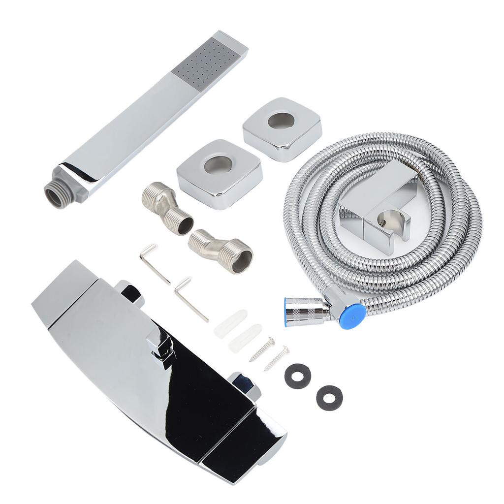 G1/2 Hot Cold Adjustable Bathtub Faucet Set with Hand Shower Wall Mounted Waterfall Spout for Home