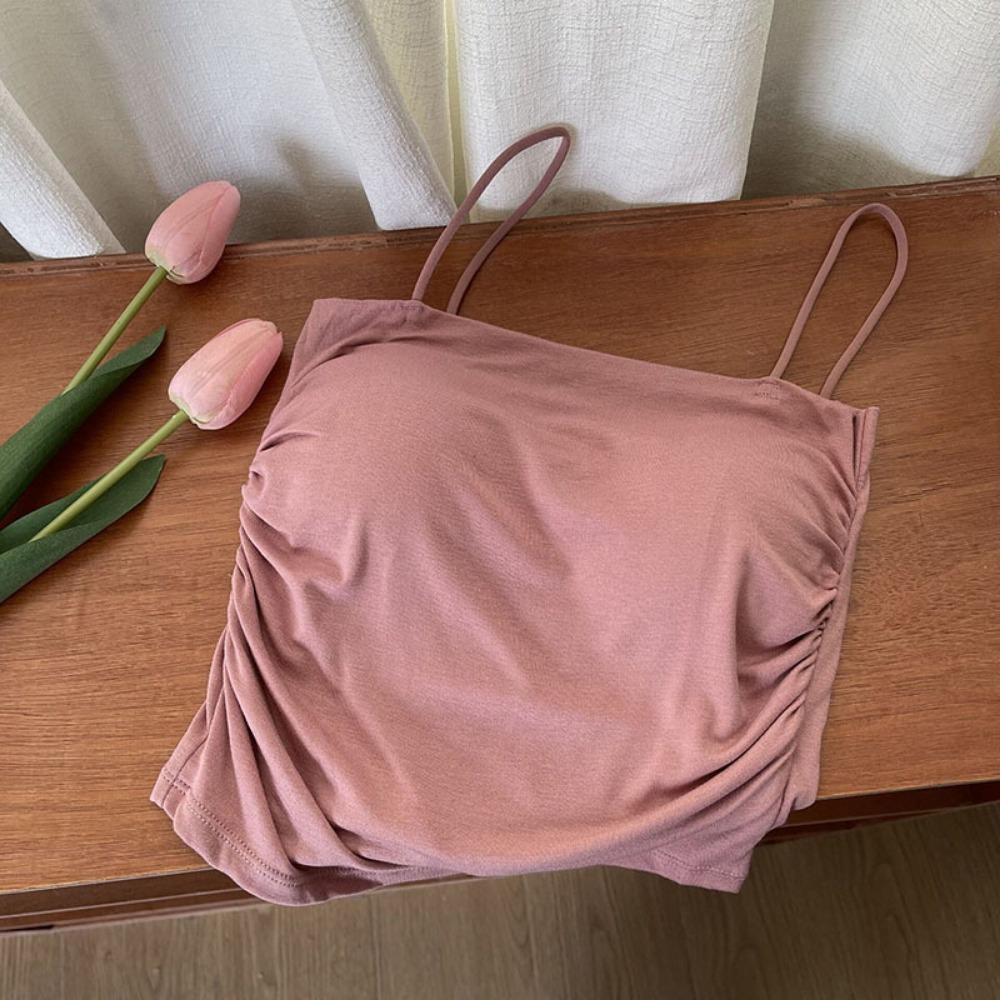 Укороченный топ с подкладкой на груди, однотонный топ с бретельками через шею, женская летняя майка с открытой спиной, модный повседневный топ-труба, женский укороченный жилет без рукавов