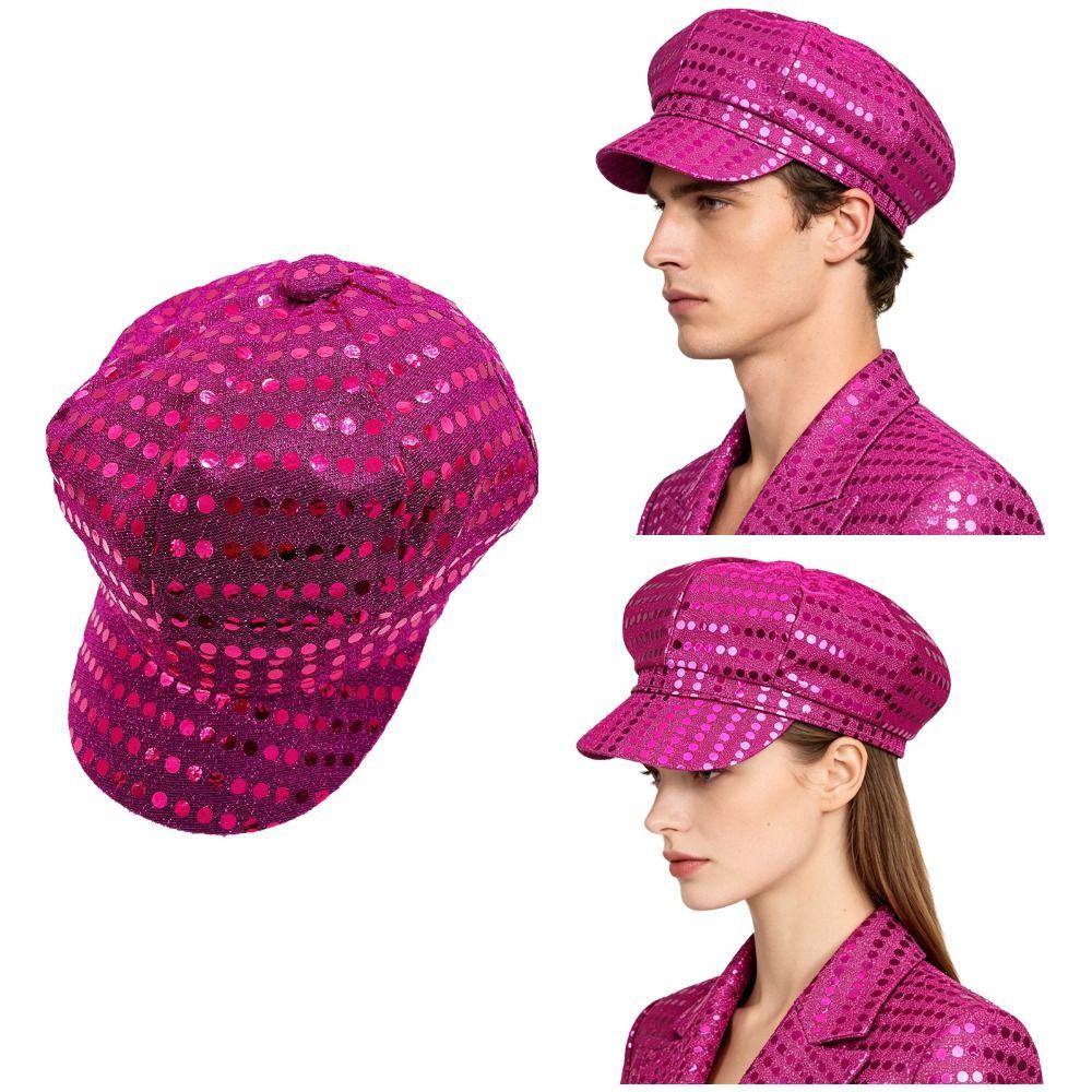 Carnival Disco Sequin Hat Octagonal Costume Hat Masquerade Glitter Caps Men Women
