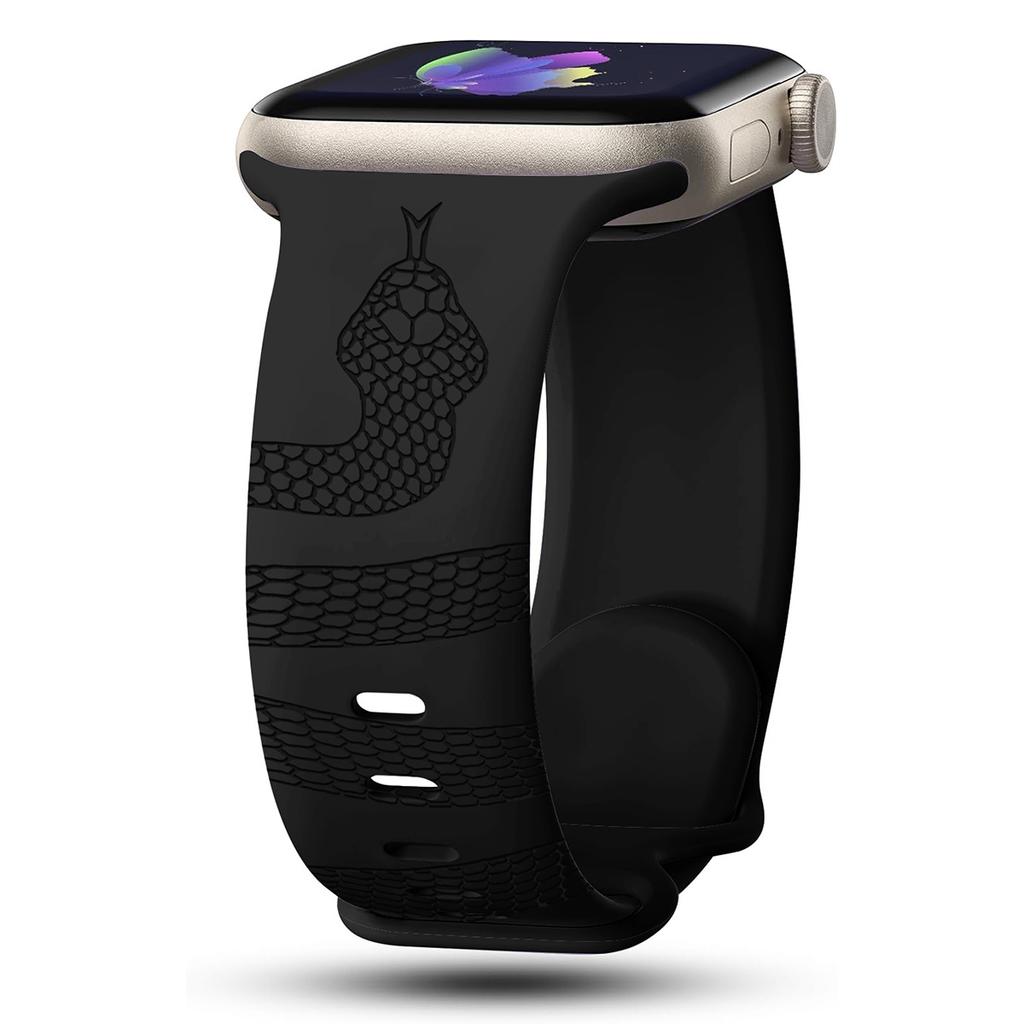 Корея Гравированный Змея Силиконовый Ремешок Для Apple Watch 42мм 46мм 49мм 41 45 40 38 Ремешок Для Часов S10 9 8 7 Идеально Для Повседневной Носки Спорт