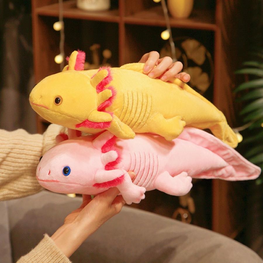 45cm Kawaii Colorful Newt Plush Toy Stuffed Cute Axolotl Salamander Fuzzy Plush Fish Appeasing Long Pillow Cushion Children Gift Idea