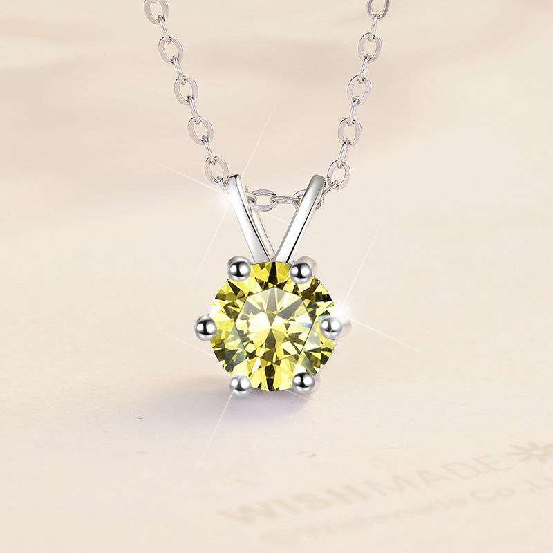 925 Sterling Silver Mosan Premium Pendant Necklace Classic Style Moissanite Gold Silver Wedding Party Engagement Anniversary