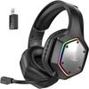 E1000WT Wireless Headset, 7.1 Surround Sound, AI Intelligent Noise Cancelling Microphone(ENC), Low Latency 2.4G USB Dongle, 36 Hour Battery, RGB Light