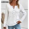 Autumn Women's Plus Size V-neck Blouse Hole Hollow Long Sleeve Casual Top