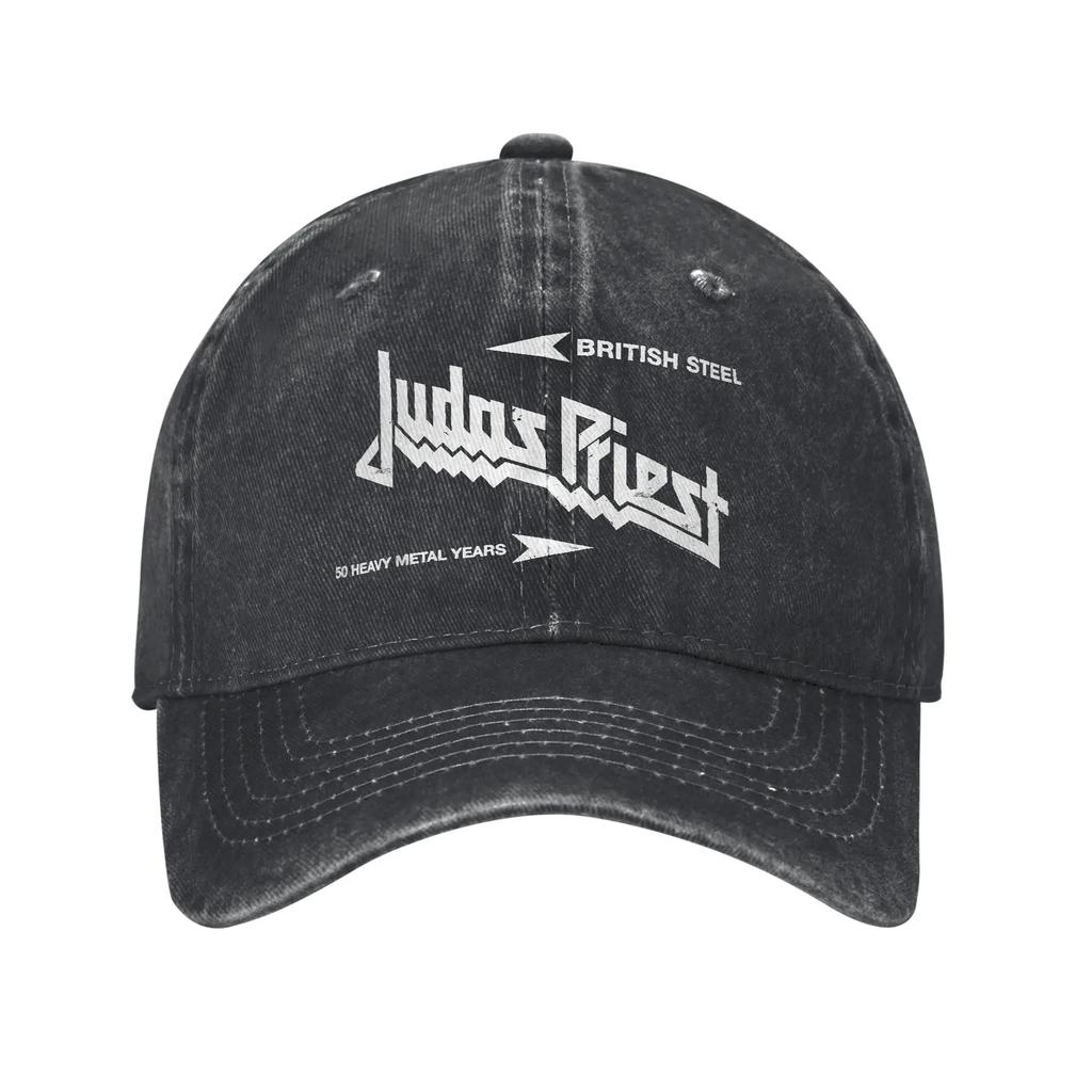Judas Priest British Steel Asphalt Baseball Cap Vintage Distressed Denim Band Music Snapback Unisex Women Outdoor Adjustable Hats