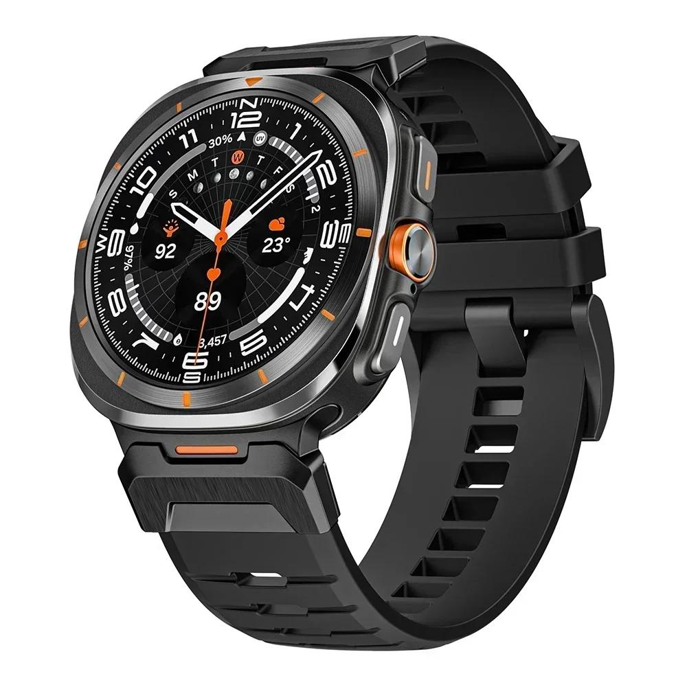 Stainless Steel Rubber Band for Samsung Galaxy Watch Ultra 47mm 2025 Soft Silicone Bracelet Men Strap for SAMSUNG ULTRA 7 Correa
