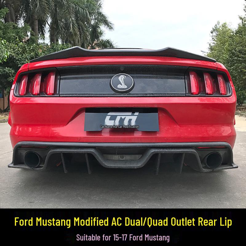 15-17 Ford Mustang Carbon Fiber Rear Lip Kit: US Version Quad Outlet Spoiler