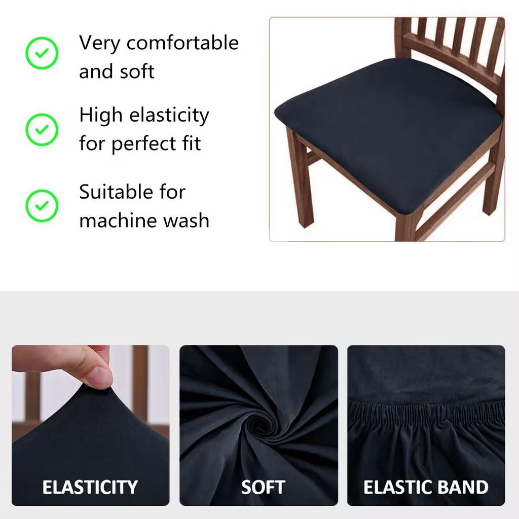 Velvet Spandex Dining Room Chair Seat Covers Removable Washable Elastic Cushion Covers For Upholstered Dining Chair