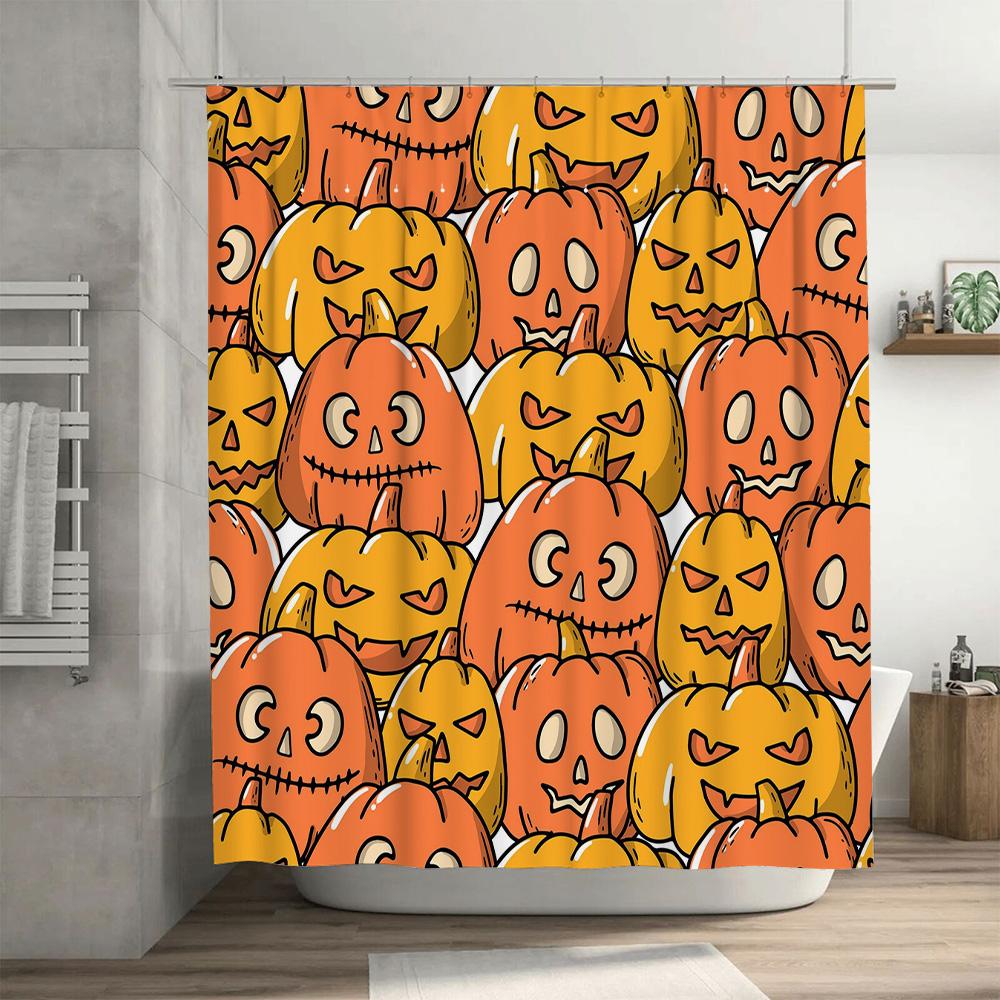Шторка для душа на Хэллоуин Декоративная Водонепроницаемая Ткань с Рисунком Тыкв для Осеннего Домашнего Декора в Ванных Комнатах Ora