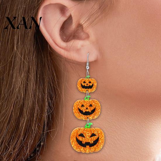 Cute Costume Earrings for Halloween Gifts 1 Pair Women, Acrylic Gothic Dangle Earrings, Creative Printed Spooky Bat Pumpkin Skeleton Drop Party Favors
