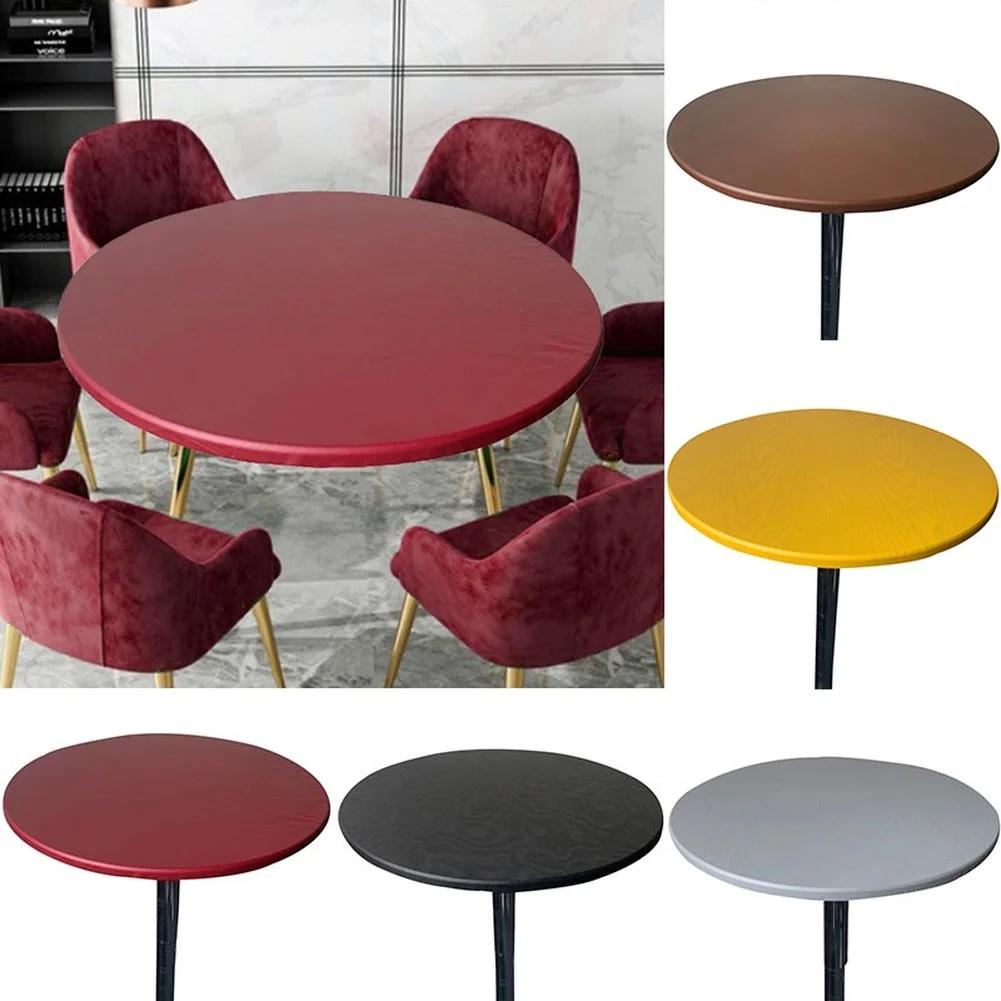 Round Waterproof Table Cover Cloth Protector Polyester Tablecloth Catering Fitted Table Cover with Elastic Edged