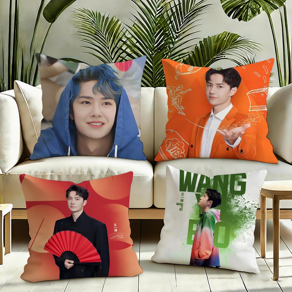 Actor WWang Yibo Cushion Cover Silky Short Plush Invisible Zipper Dustproof Sofa Pillow Case for Home Decor
