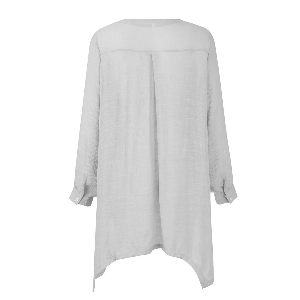 Женская рубашка оверсайз, свободная повседневная однотонная футболка с v-образным вырезом и рукавами 3/4, топ