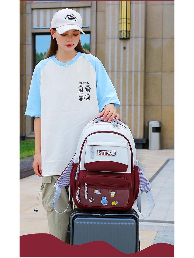 Корейский женский водонепроницаемый студенческий рюкзак большой вместимости - Мода в стиле колледжа