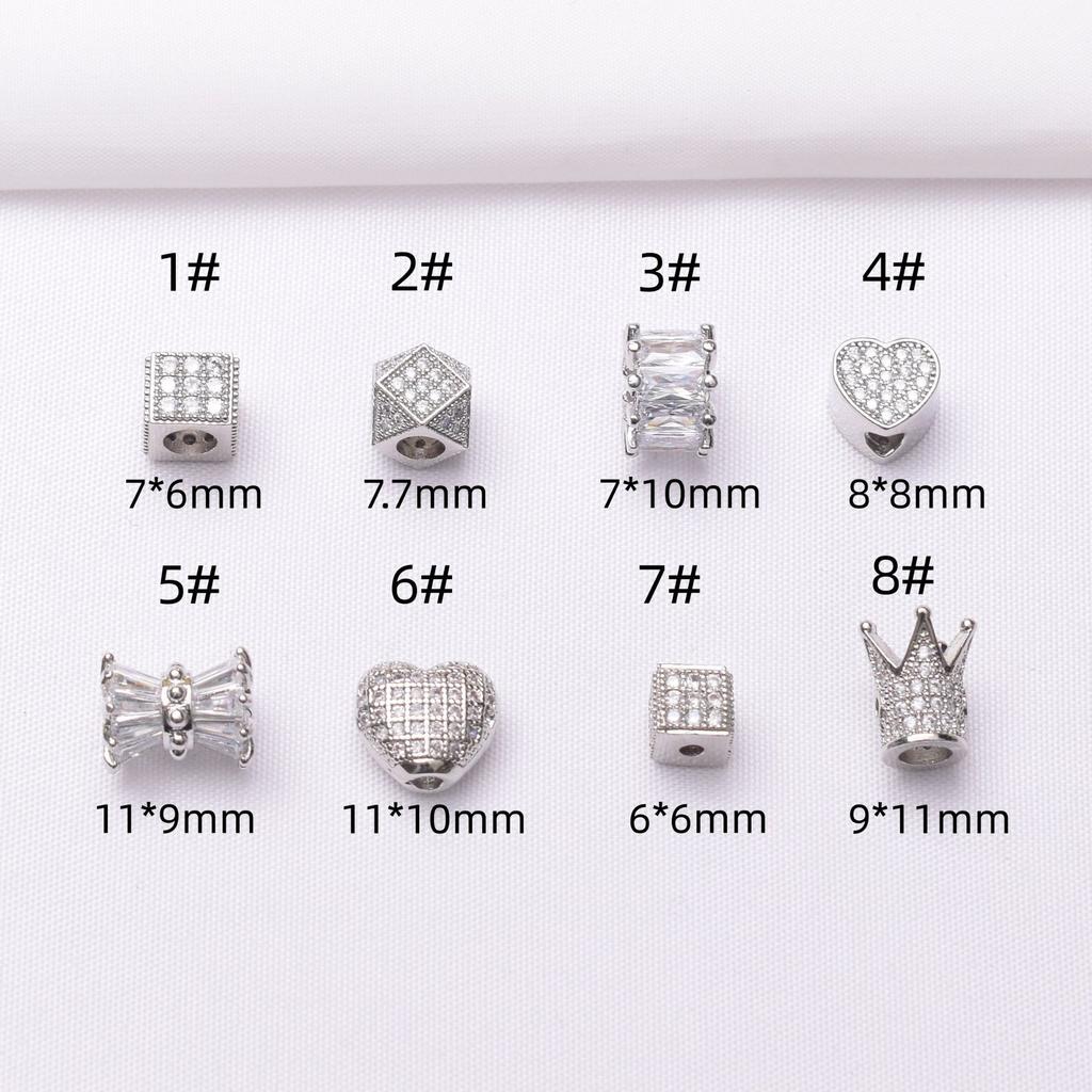 10 шт. Сохранение цвета 18-каратного золота микро-инкрустированные циркониевые бусины в форме короны и любви, маленькие бусины на талию, аксессуары для браслета своими руками из бисера