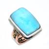 Двухцветное подарочное кольцо из натурального стерлингового серебра 925 пробы с драгоценным камнем Ларимар S.6 H6f44