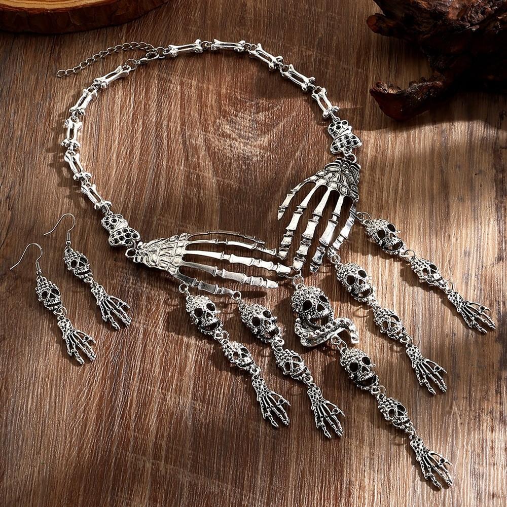 Готический набор винтажных украшений с черепом, с цепочкой из сплава и кисточкой для косплея и костюмированных мероприятий