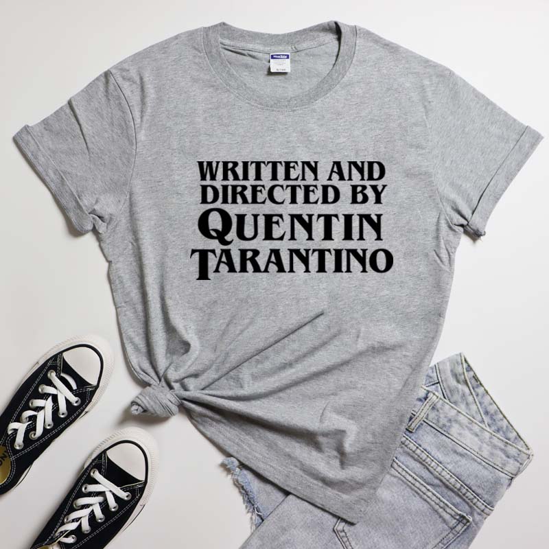 Written And Directed By Quentin Tarantino Tee Shirt Casual Unisex Crewneck Hipster Movie Lover Gift Tshirt