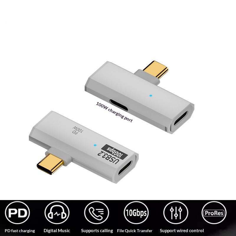 Адаптер Type C OTG 2-в-1, USB-C Male на USB-C Female, USB 3.2 разветвитель, быстрая зарядка PD 100 Вт для ноутбука, планшета