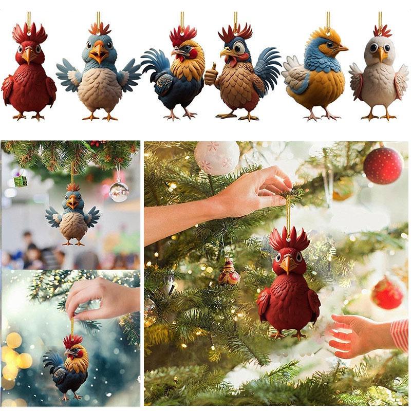 Милая мультяшная курица Акриловая подвеска в машину Украшение на елку Домашний декор