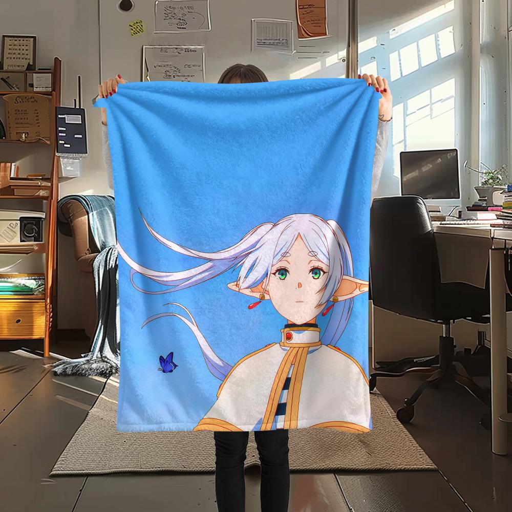 Frieren2 Flannel Blanket, High quality Comfortable for All Seasons, Home Decor, Warmth and Comfort