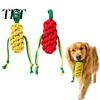 Soft Cotton Teething Rope for Dogs Squeaky Dog Chew Toy Aggressive Chewers, Vegetable Shaped Puppy Interactive Toys Training Toy, Braided Biting Small
