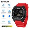 Водонепроницаемые электронные спортивные часы SANDA для мужчин - Многофункциональный квадратный таймер с полым дизайном