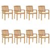 VidaXL Stackable Garden Chairs with Cushions 8 Pcs Solid Teak