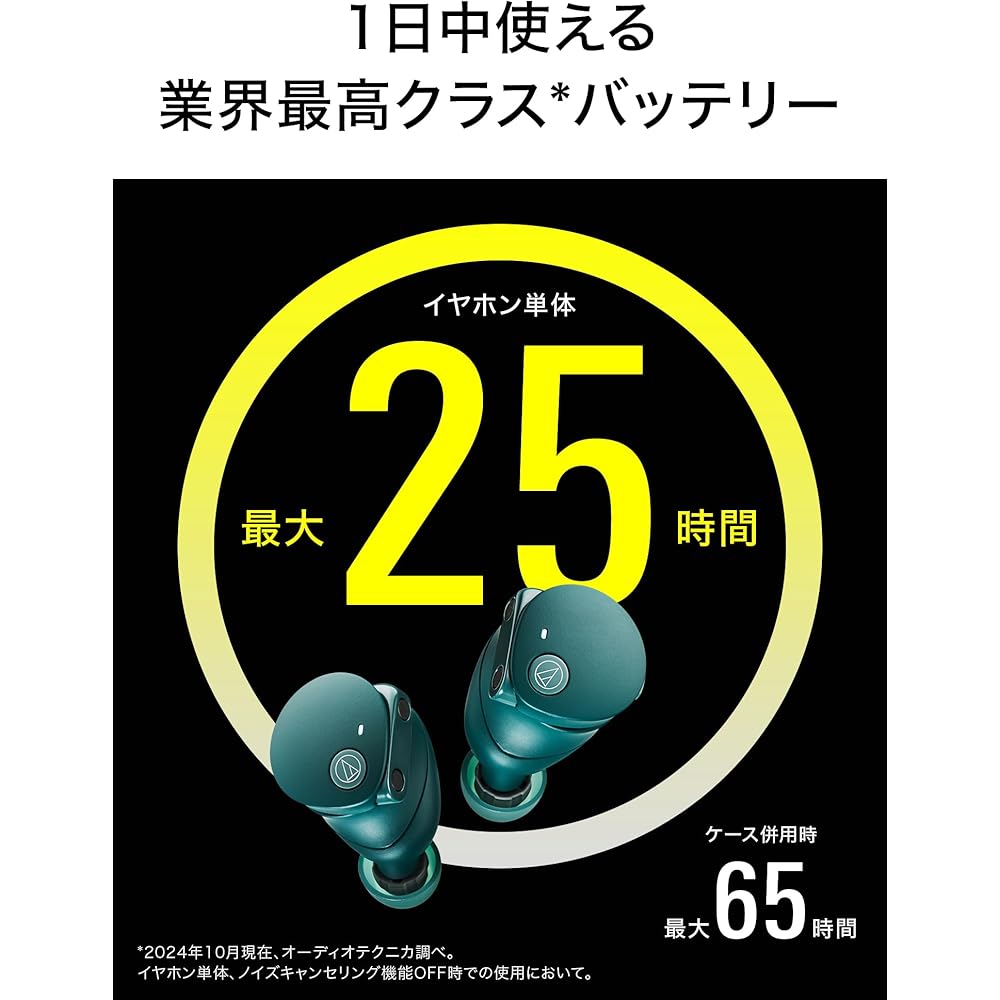 Audio-Technica ATH-CKS50TW2 GR(E) Wireless Earphones: Bluetooth 5.3, Noise Cancelling, Deep Bass, LE Audio Compatible, Original Sticker Included, Magn