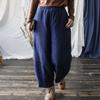 Женские винтажные теплые повседневные брюки Ramie с эластичной резинкой на талии, зимние брюки с карманами, свободные женские плюс хлопковые брюки