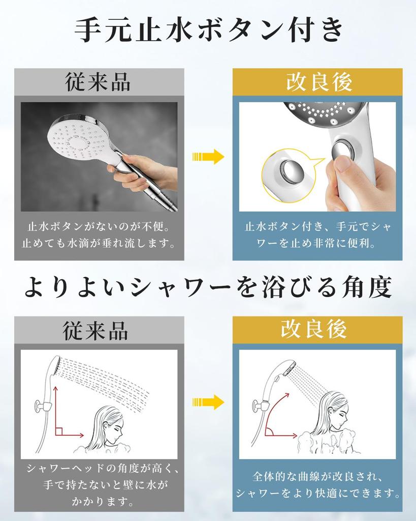 Bubble Shower Head Skin SPA with Bubbles and Shower Water Flow Water Stop At Water High Pore Dirt Heat Nano Bubble Shower Gentle On the Skin Beautiful