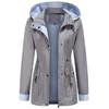 Women's Spring and Autumn Medium-length Thin Section Casual Hooded Windbreaker Jacket Solid Color Windproof Jacket