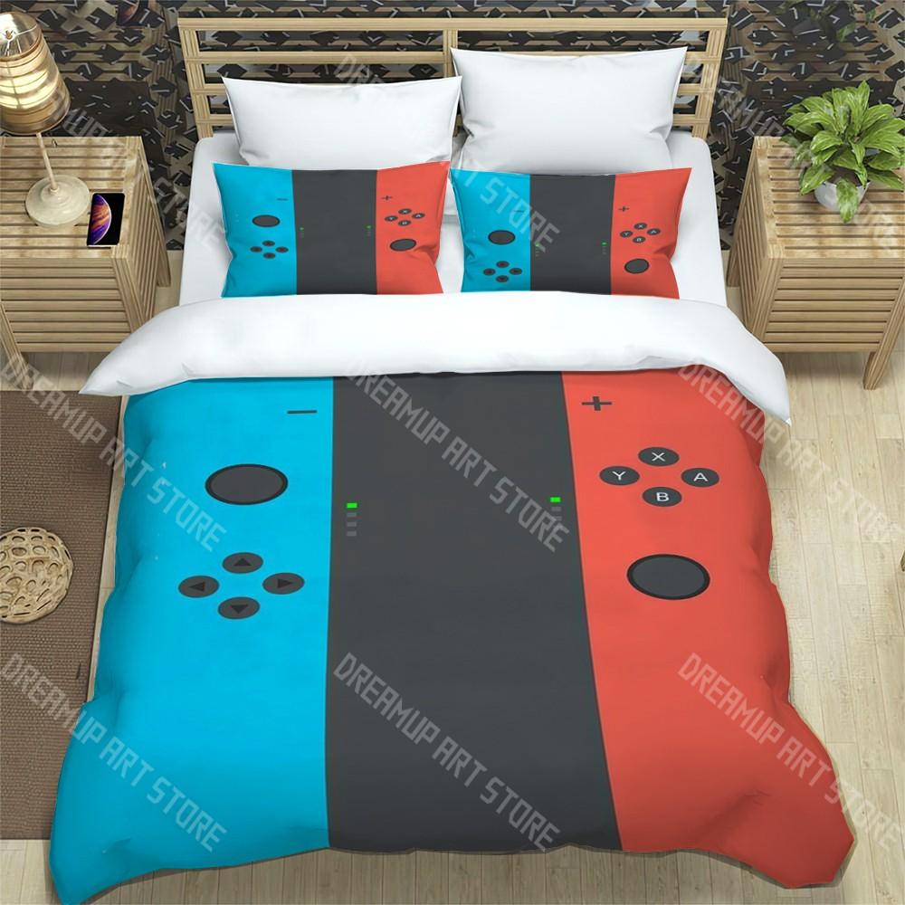 Creative Switch Game Trendy Print Three-piece Set Suitable for Kids or Adults Quilt Cover Pillowcase Bedding Set Birthday Gift