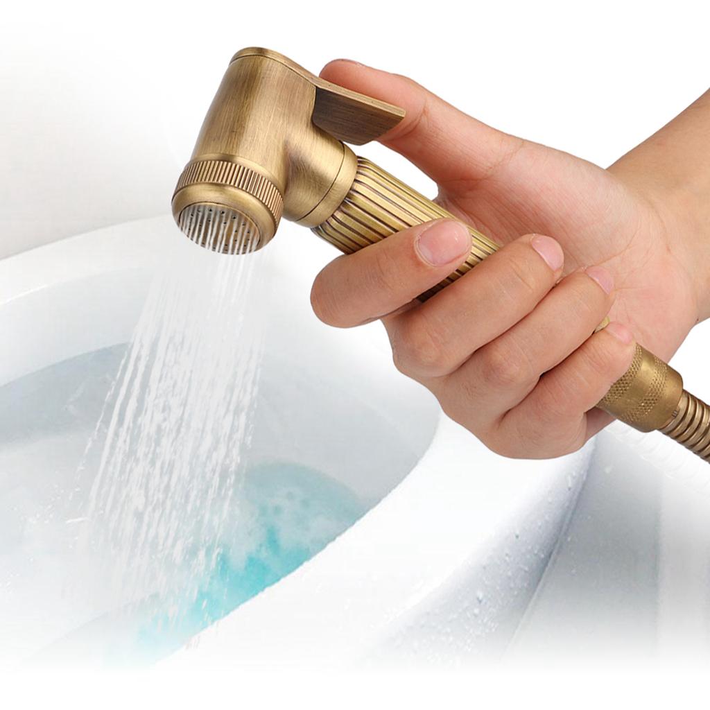 Vintage Brass Handheld Bidet Sprayer Spray Head Bracket Hose Kit Bathroom Accessories