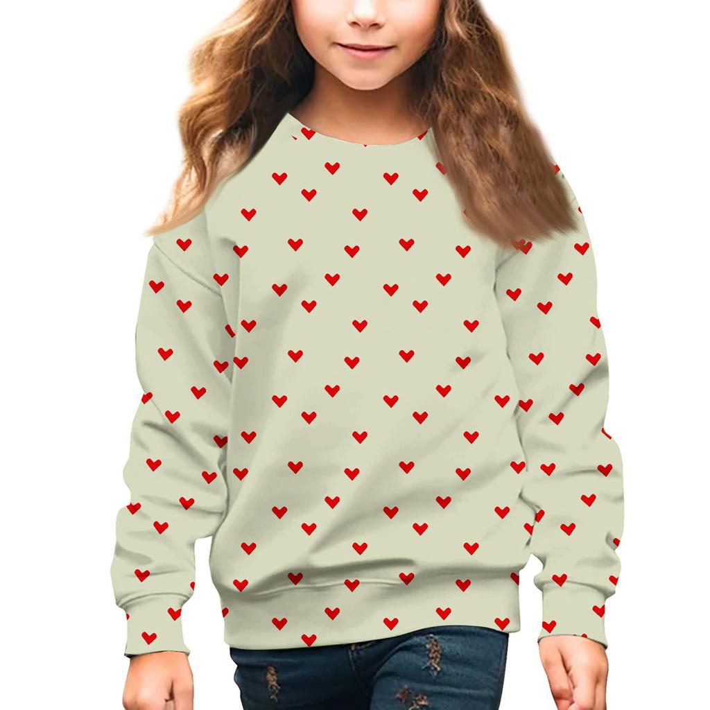 Девочки Круглый вырез Пуловеры для детей День святого Валентина Печатные топы