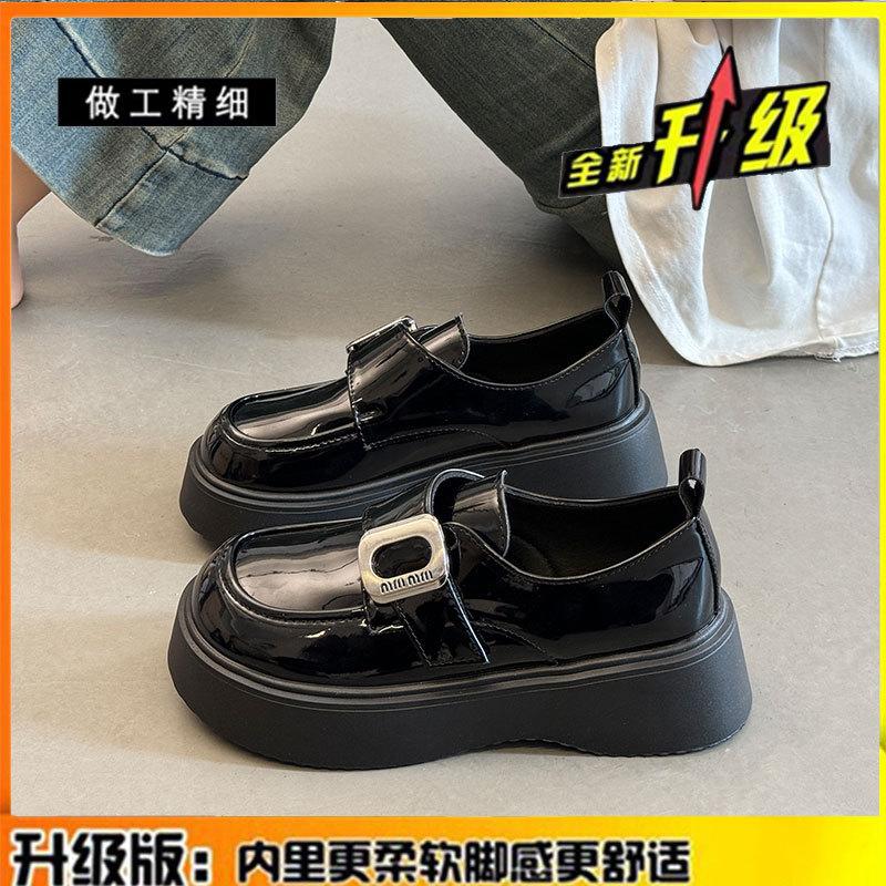 Женские кожаные лоферы на платформе 2025 весна и лето новые в британском стиле jk одинарная обувь маффин Мэри Джейн маленькие кожаные туфли женские