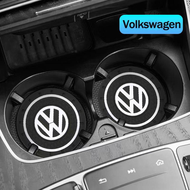 2026 Hot Valve Stems Caps 2Pcs Silicone Coaster Car Water Cup Pad Anti-slip Mat Auto Interior For Volkswagen VW Eos Caddy Scirocco Beetl