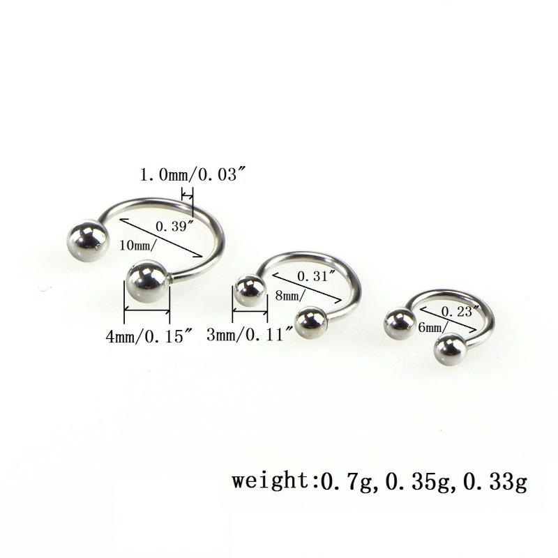 RUI RUI YU Подкова, перегородка, пирсинг носа, губы, кольцо из нержавеющей стали, губная серьга-гвоздик, ушные перекладины, украшения для пирсинга тела,