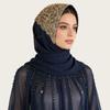 Breathable Muslim Instant Turban Solid Color Islamic Crinkle Shawl New Rhinestone Chiffon Scarf