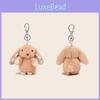 Rustic Farmhouse Bunny Plush Keyring With Polyester Fabric For Backpack And Keys