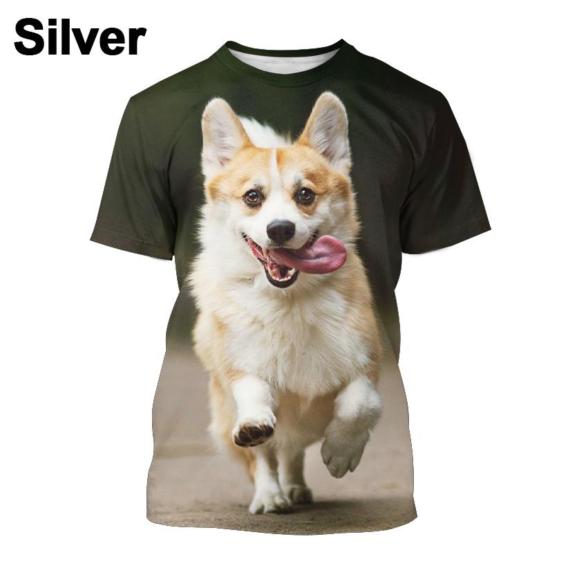 Модная милая собачка корги 3D принт унисекс смешная повседневная футболка с круглым вырезом и коротким рукавом