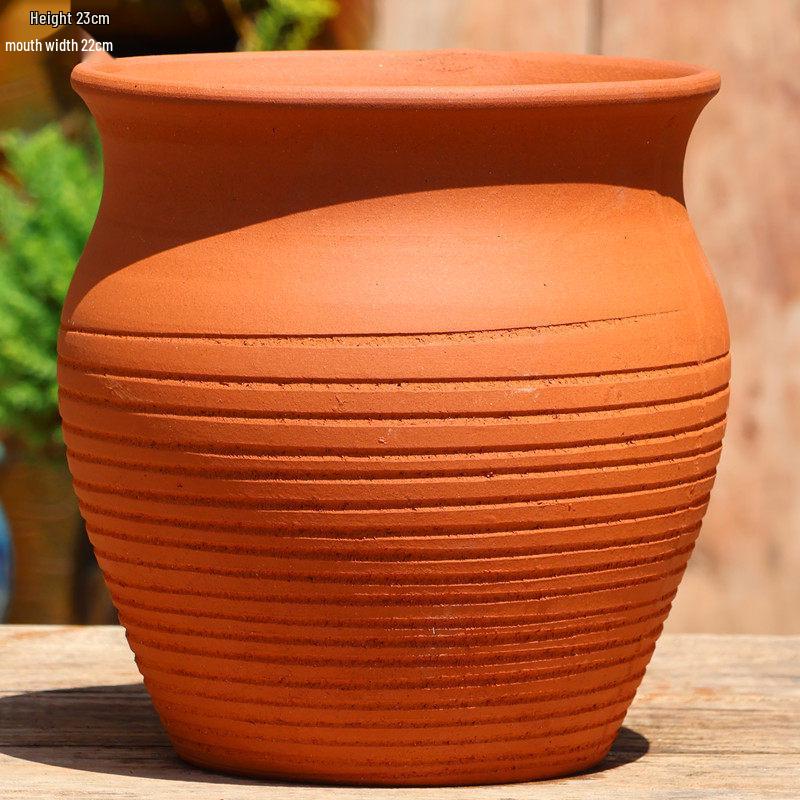 Handmade Tall Ceramic Planter - Coarse Pottery with Large Opening for Succulents, Green Plants, Bird of Paradise, Bougainvillea