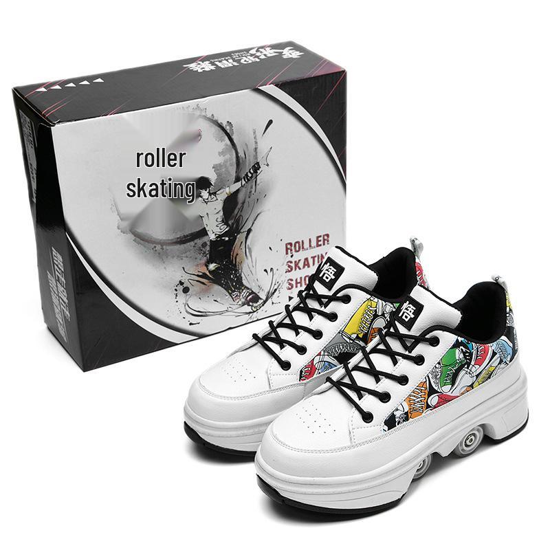 Трансформируемые роликовые коньки двойного назначения: Обувь с 4 колесами, для роликов, льда и ходьбы