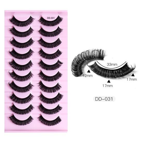 10 Pairs False Eyelashes Russian Strip Lashes Extension Faux Cils Naturel Eyelash Extension D Curl Strip Lashes Makeup Beauty Magnetic Eyelashes